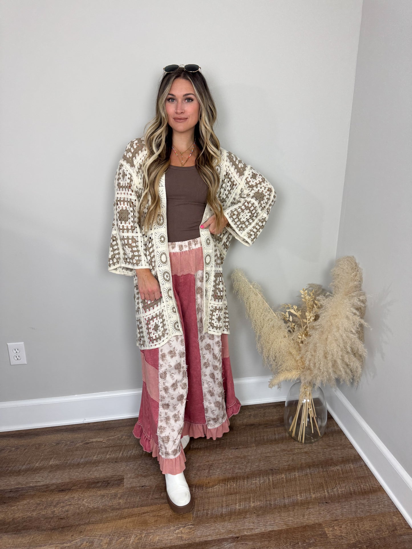 Dusty Petal Crochet Cardigan