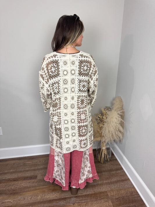 Dusty Petal Crochet Cardigan