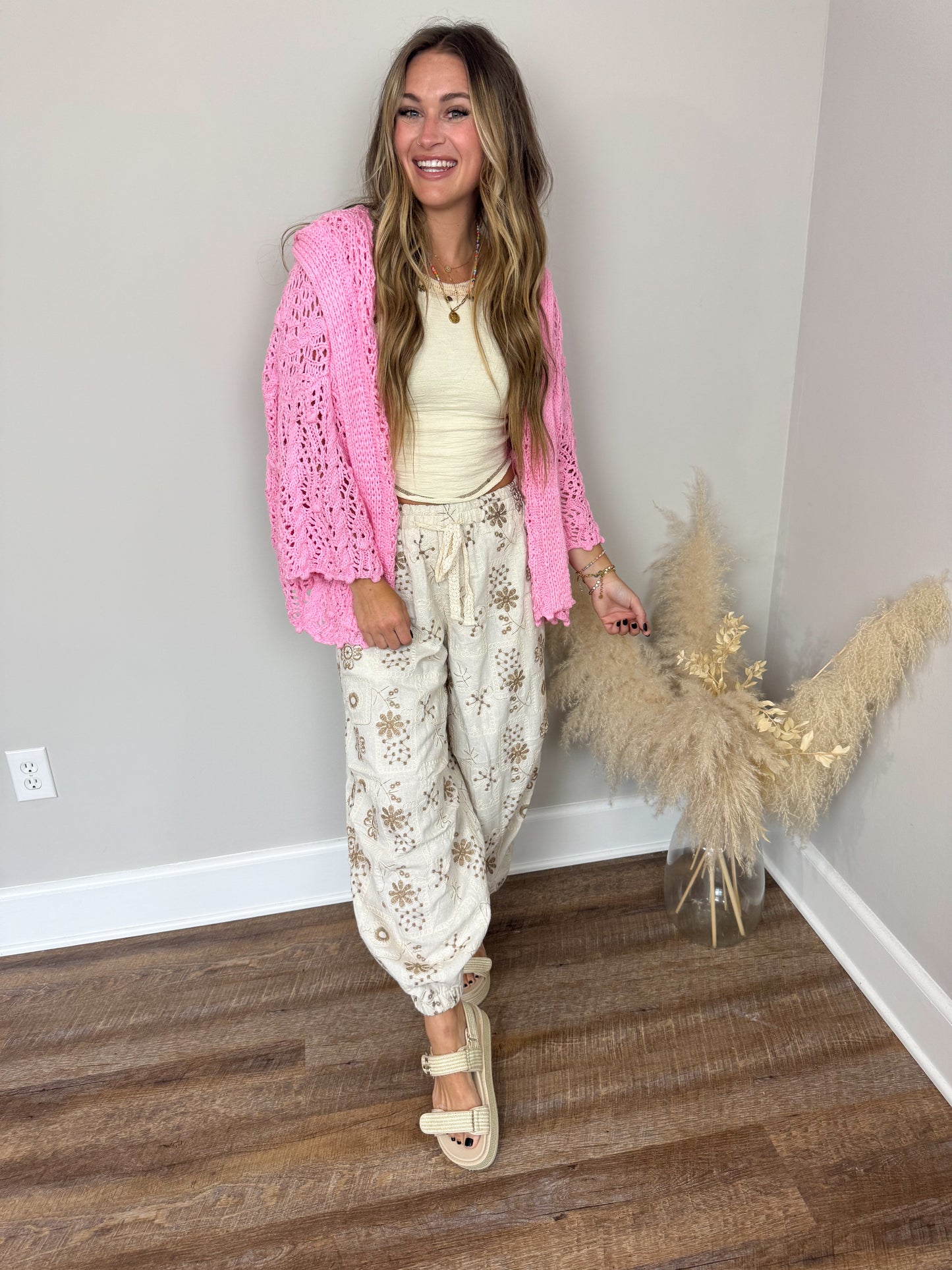 Destiny Hooded Cardigan | Pink