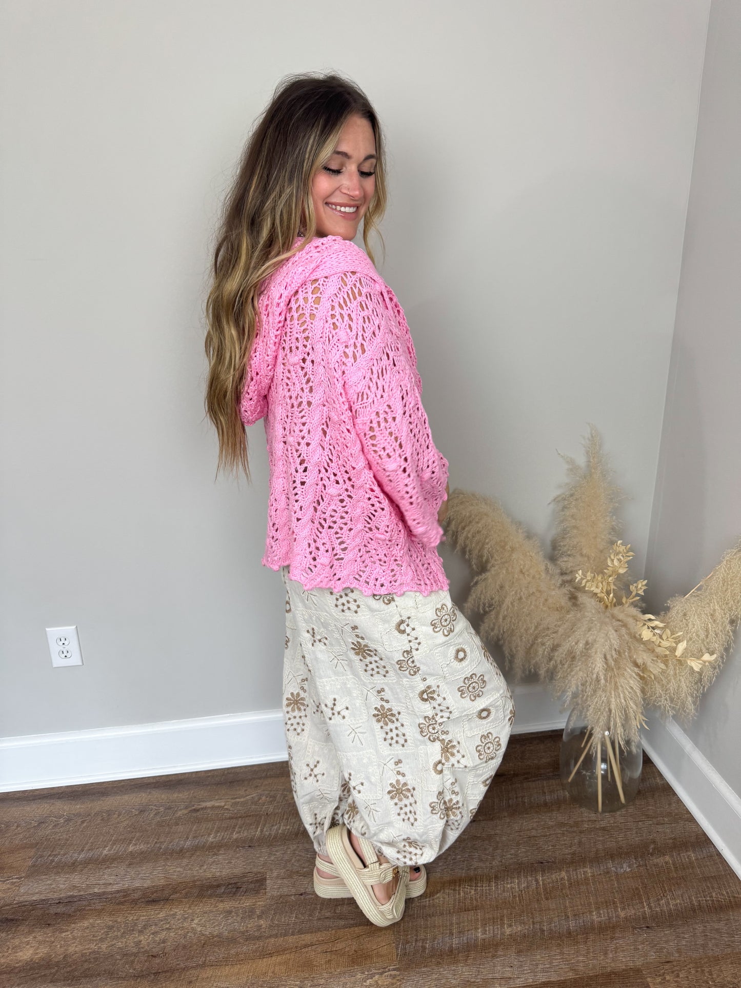 Destiny Hooded Cardigan | Pink