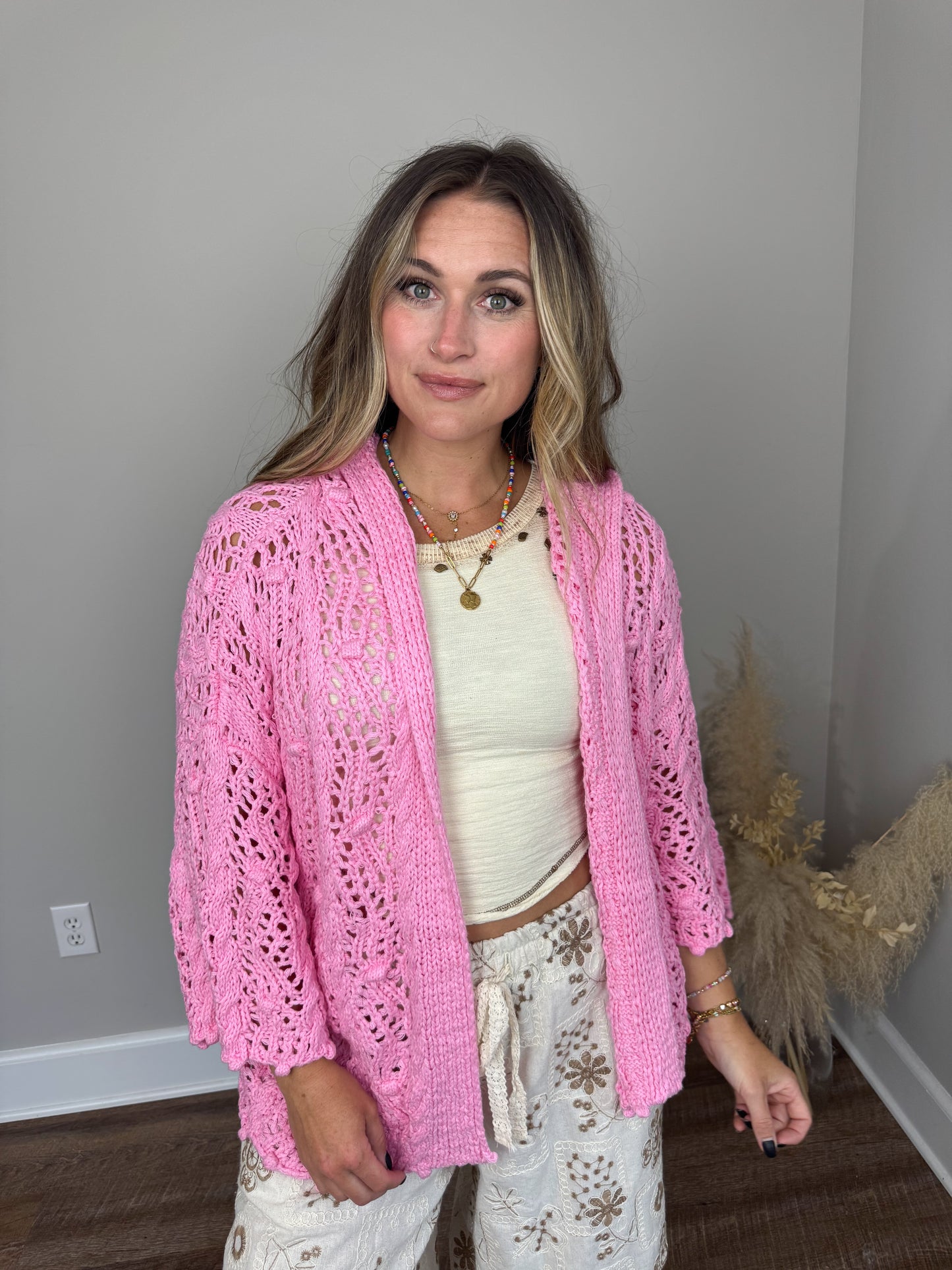 Destiny Hooded Cardigan | Pink