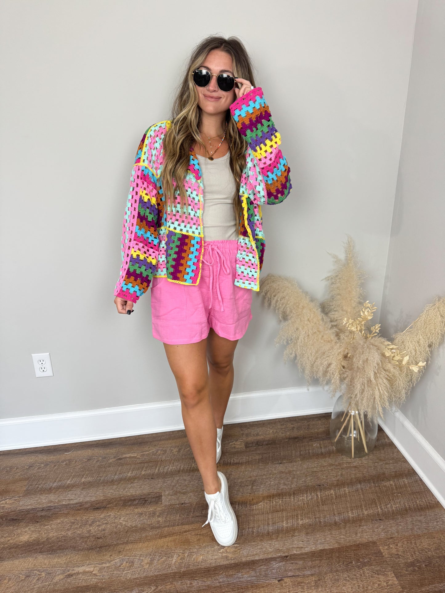 Emilia Crochet Cardigan | Pink