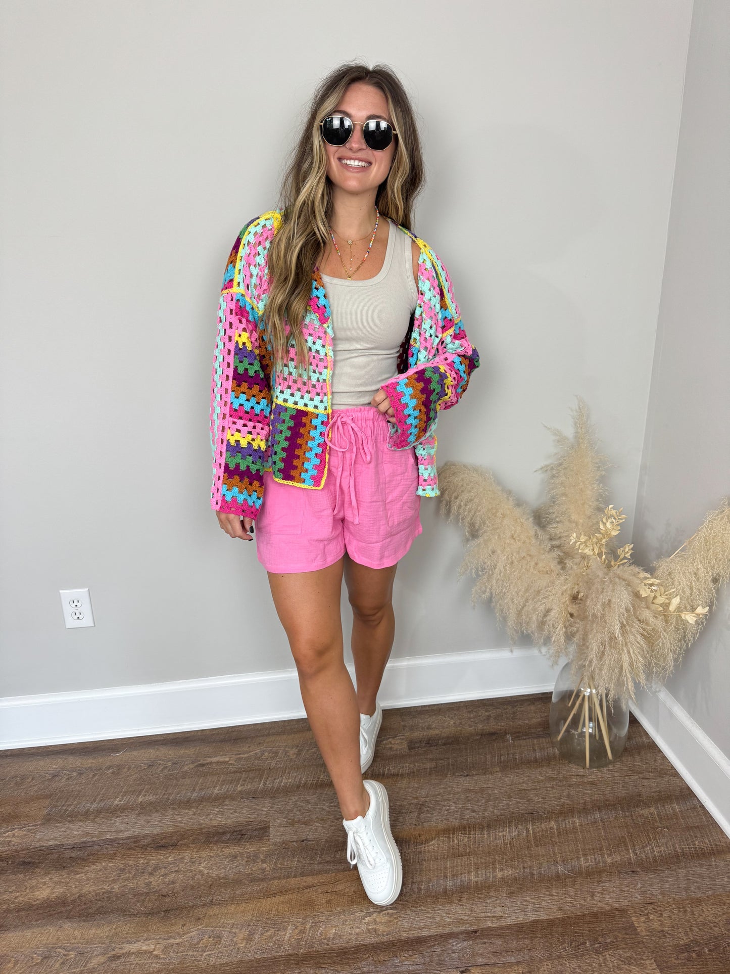 Emilia Crochet Cardigan | Pink