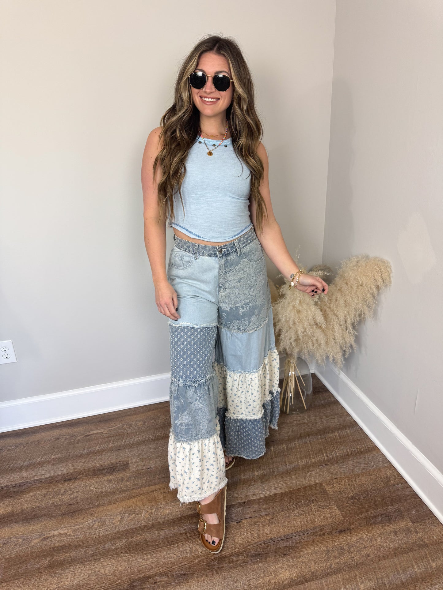 Quinn Contrast Pants | Denim