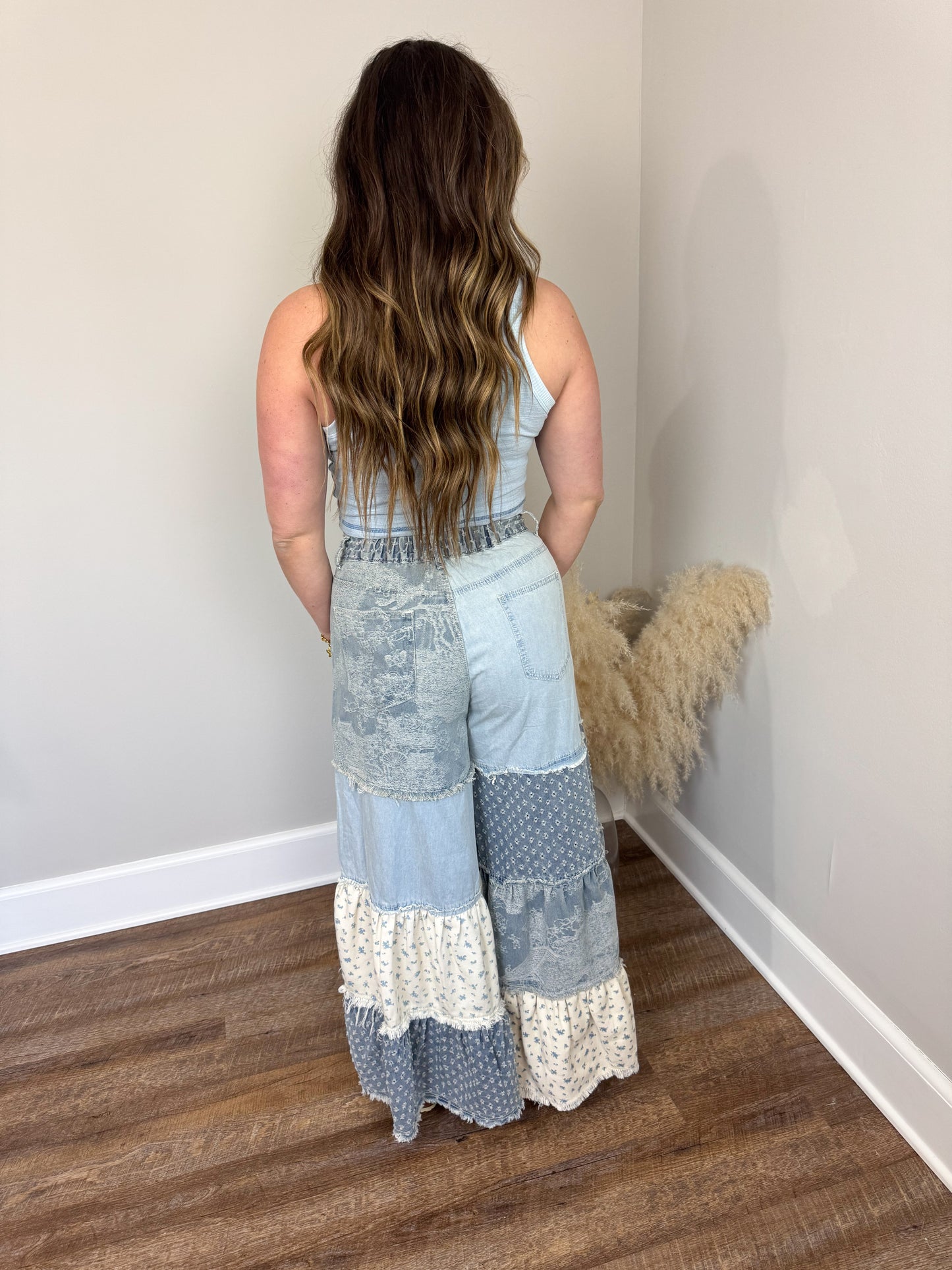 Quinn Contrast Pants | Denim