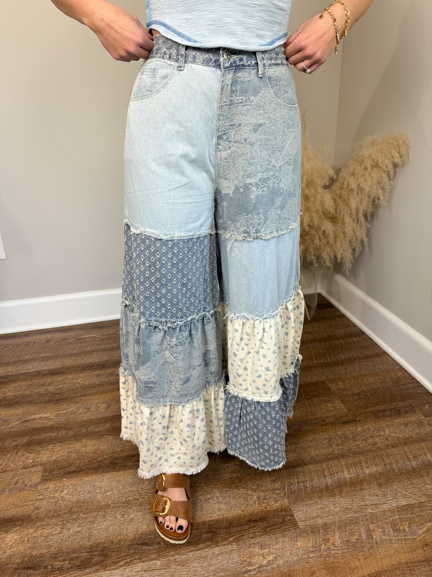 Quinn Contrast Pants | Denim