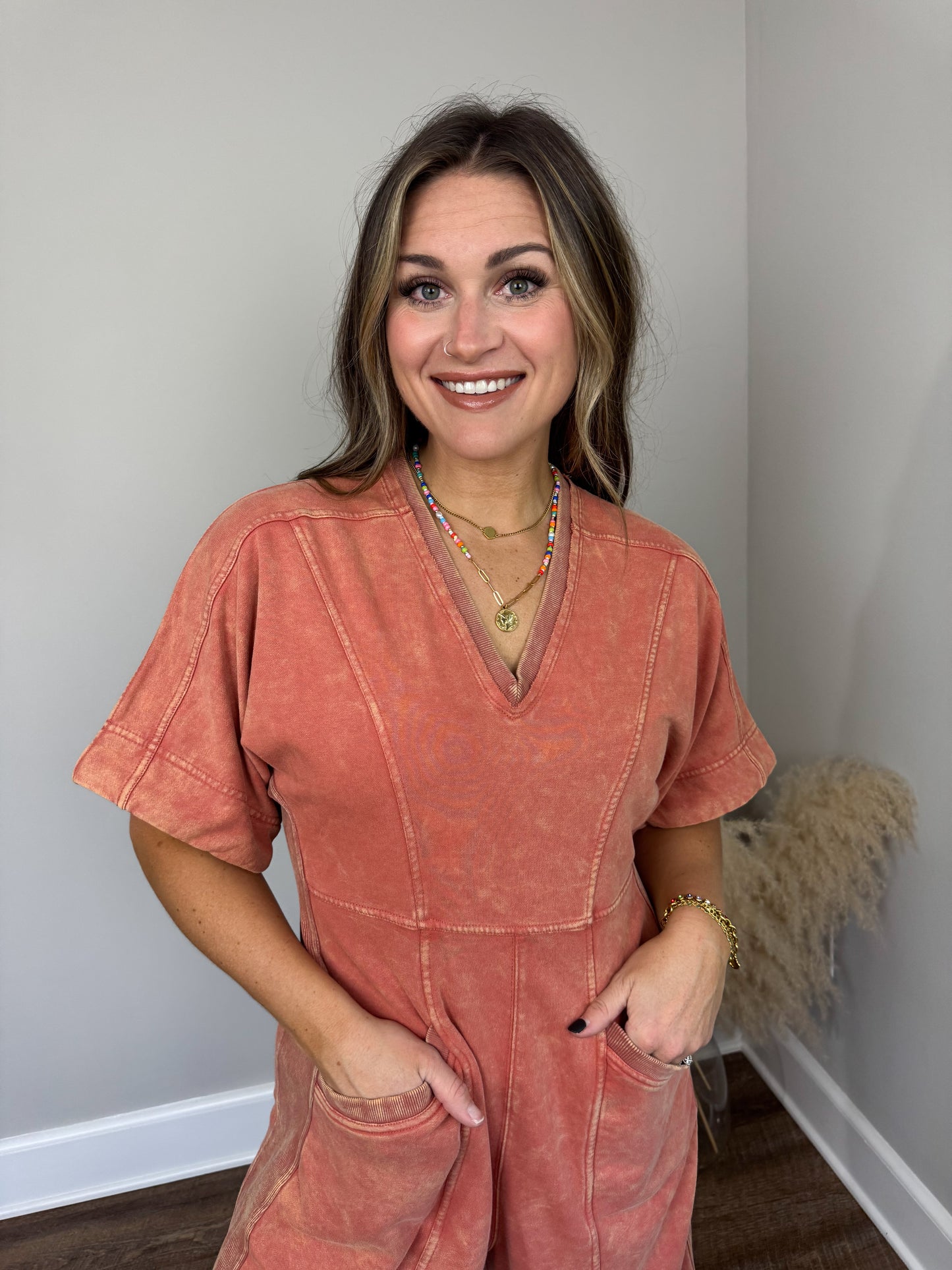 Estate V-Neck Jumpsuit | Spice