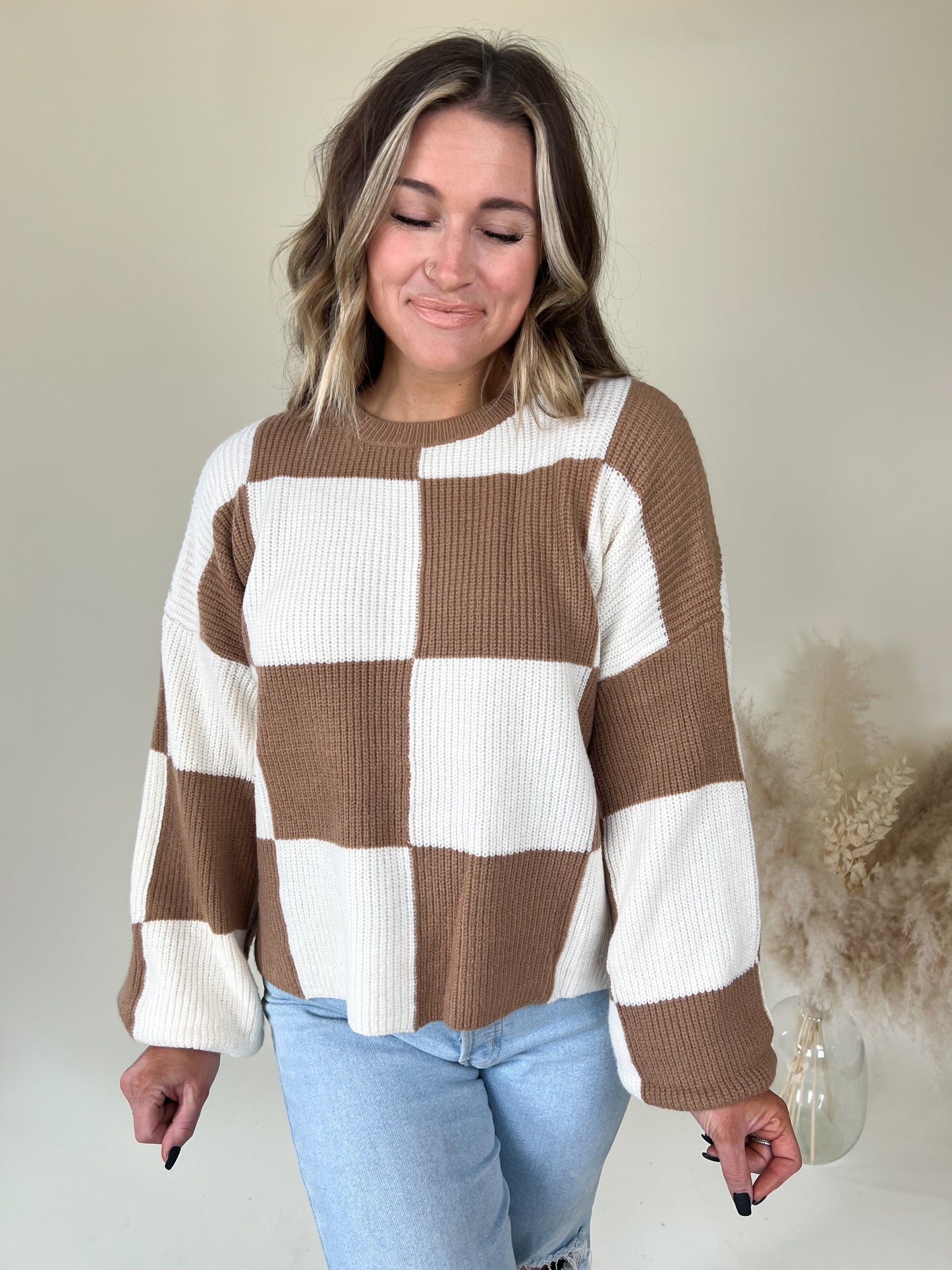 Last Minute Checkered Sweater