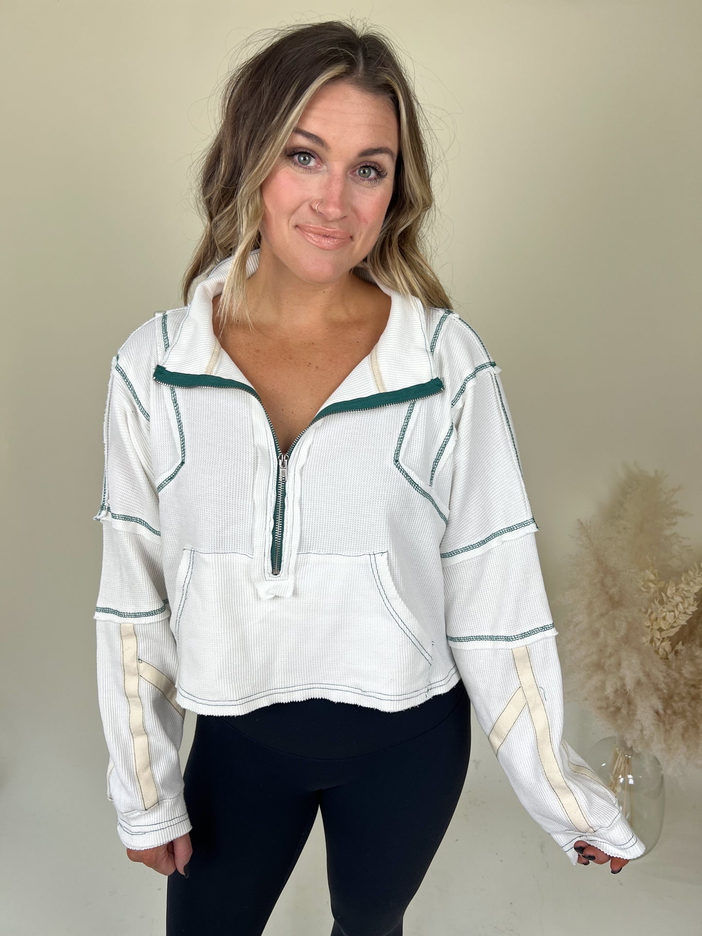 Charming Half Zip Pullover | White