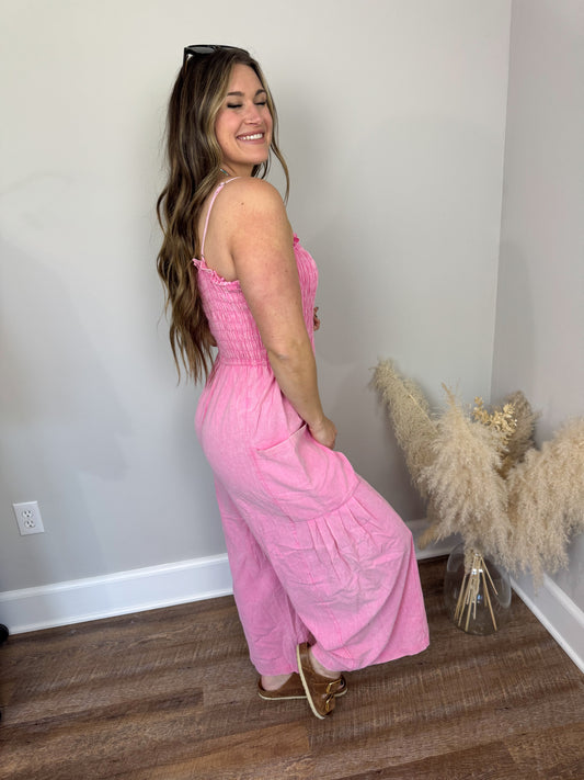 Sweet Love Smocked Jumpsuit