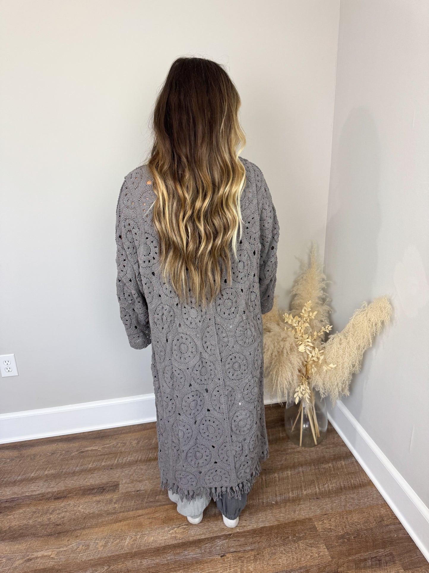 Muse Crochet Cardigan | Charcoal