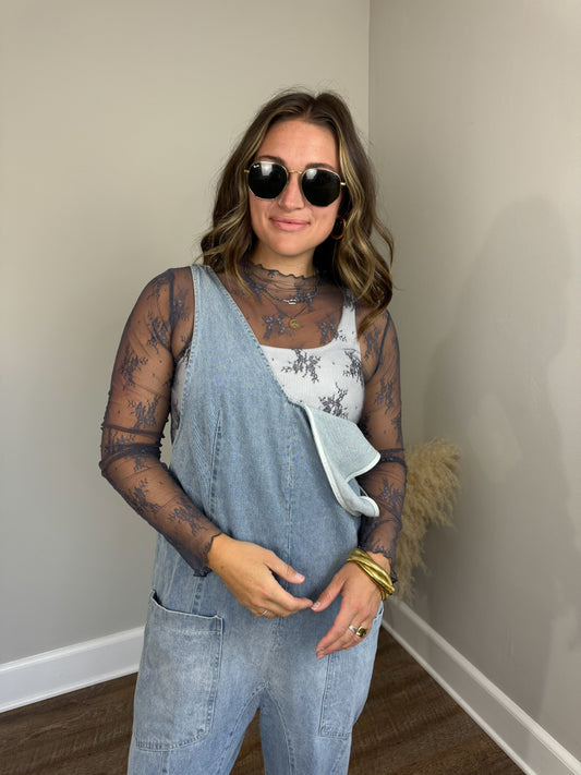 Davis Lace Top | Slate FINAL SALE