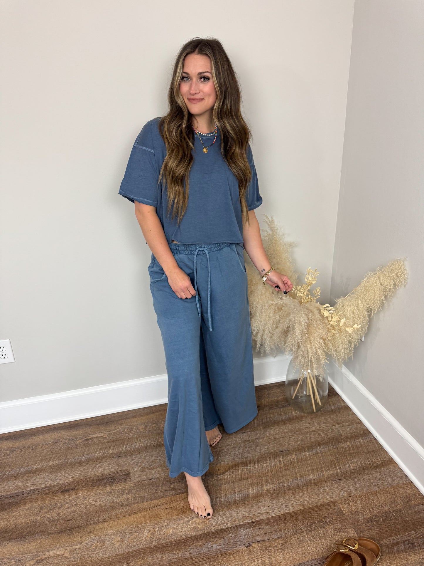 Barre Wide Leg Pants | Dusty Blue