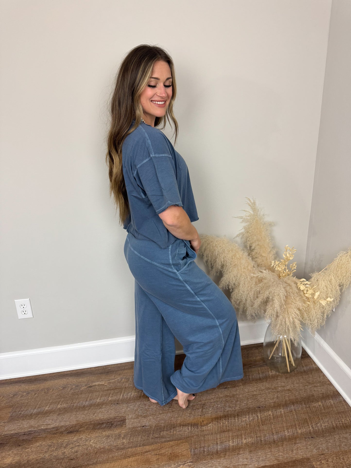 Barre Wide Leg Pants | Dusty Blue