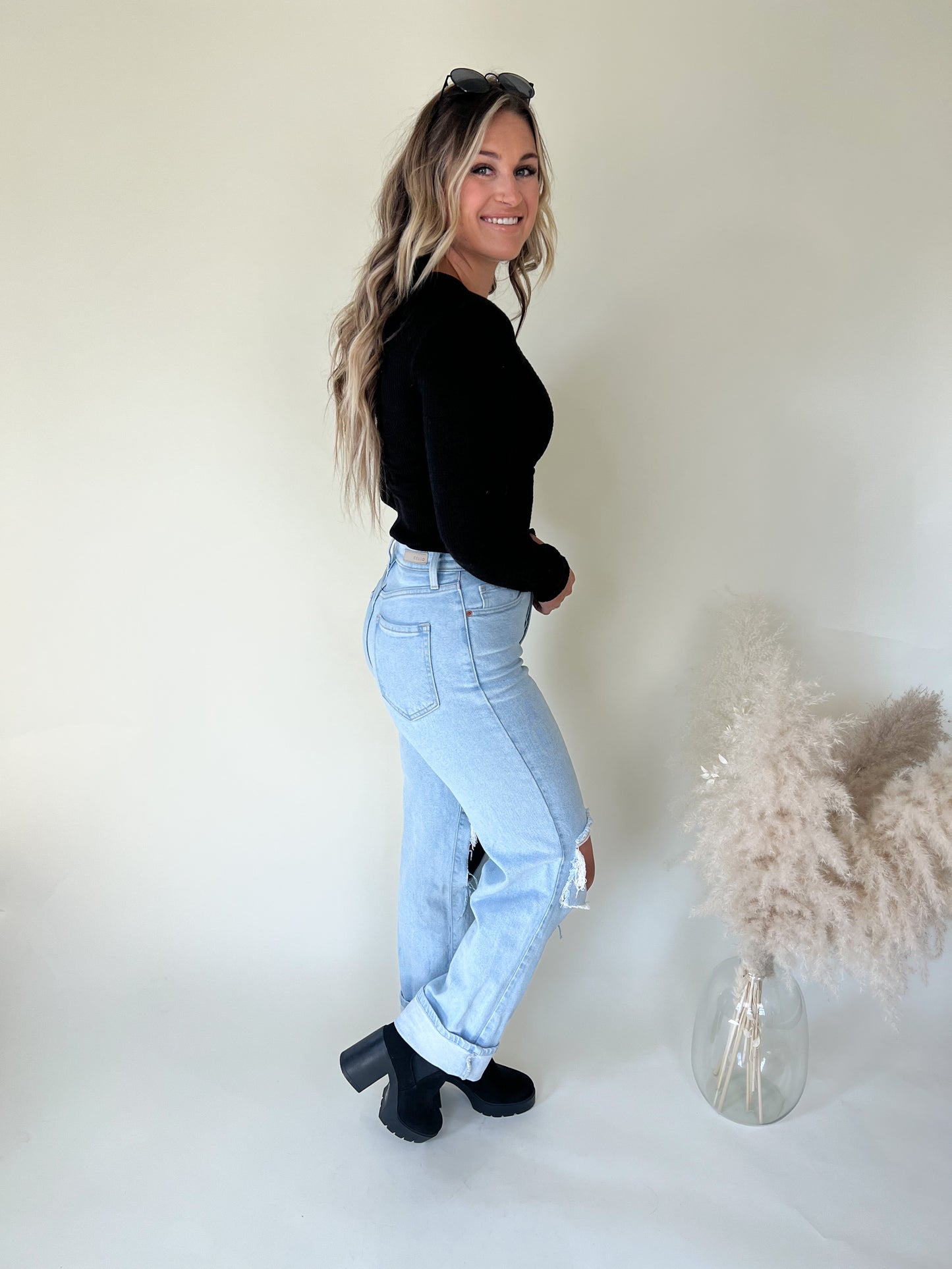 Best Life Waffle Knit Top | Black