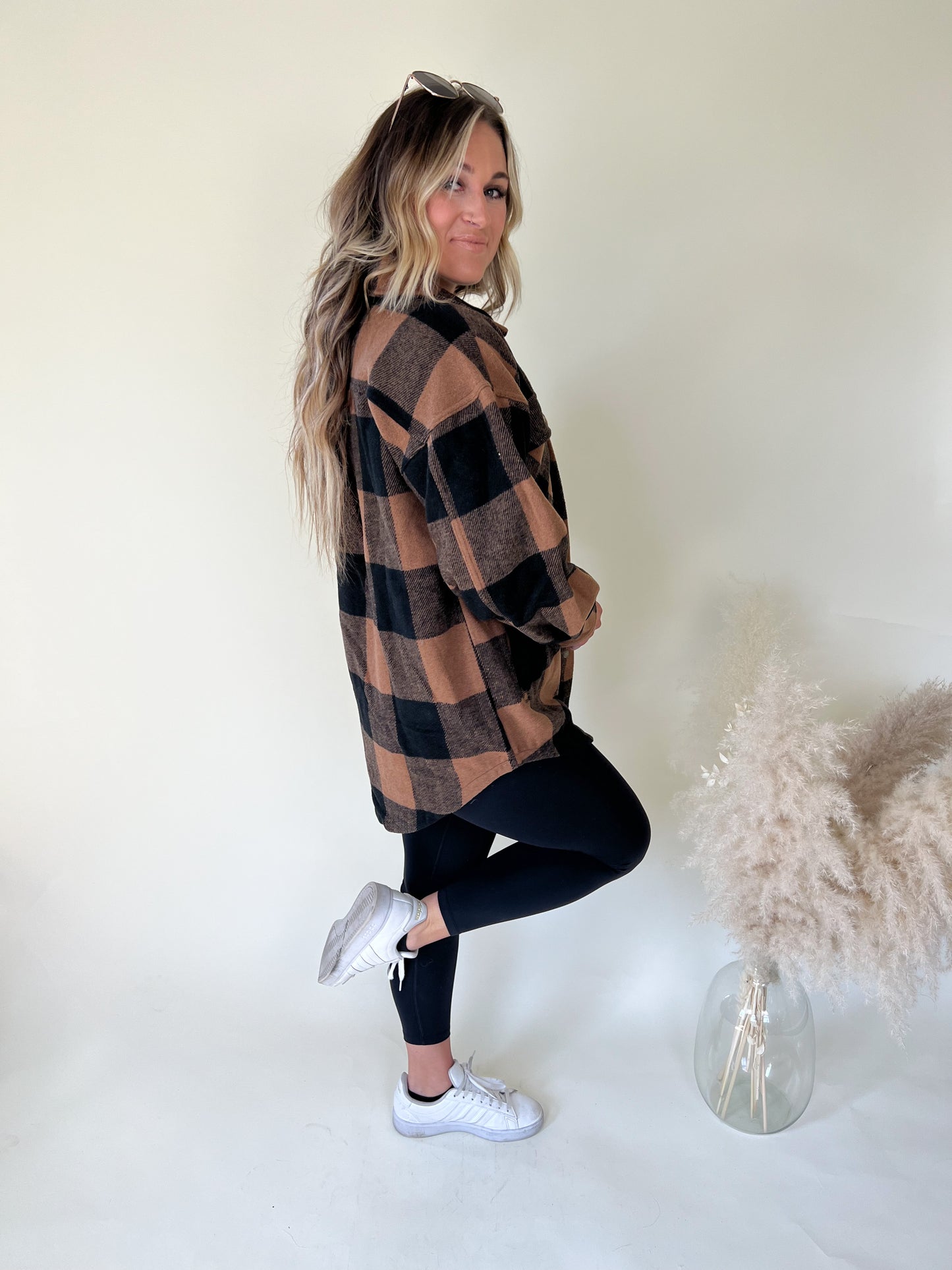 Wild As You Plaid Shacket | Butterscotch