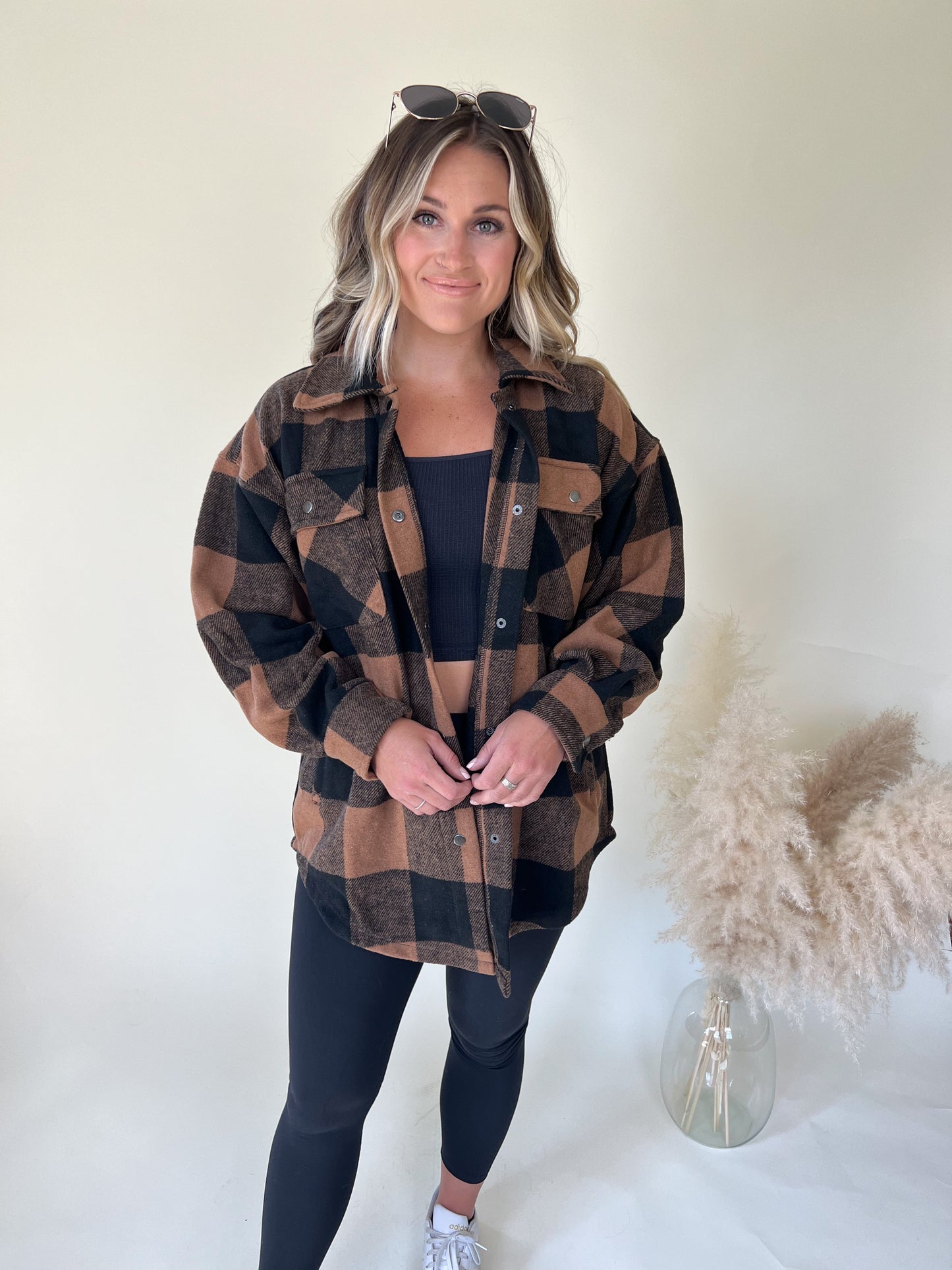 Wild As You Plaid Shacket | Butterscotch