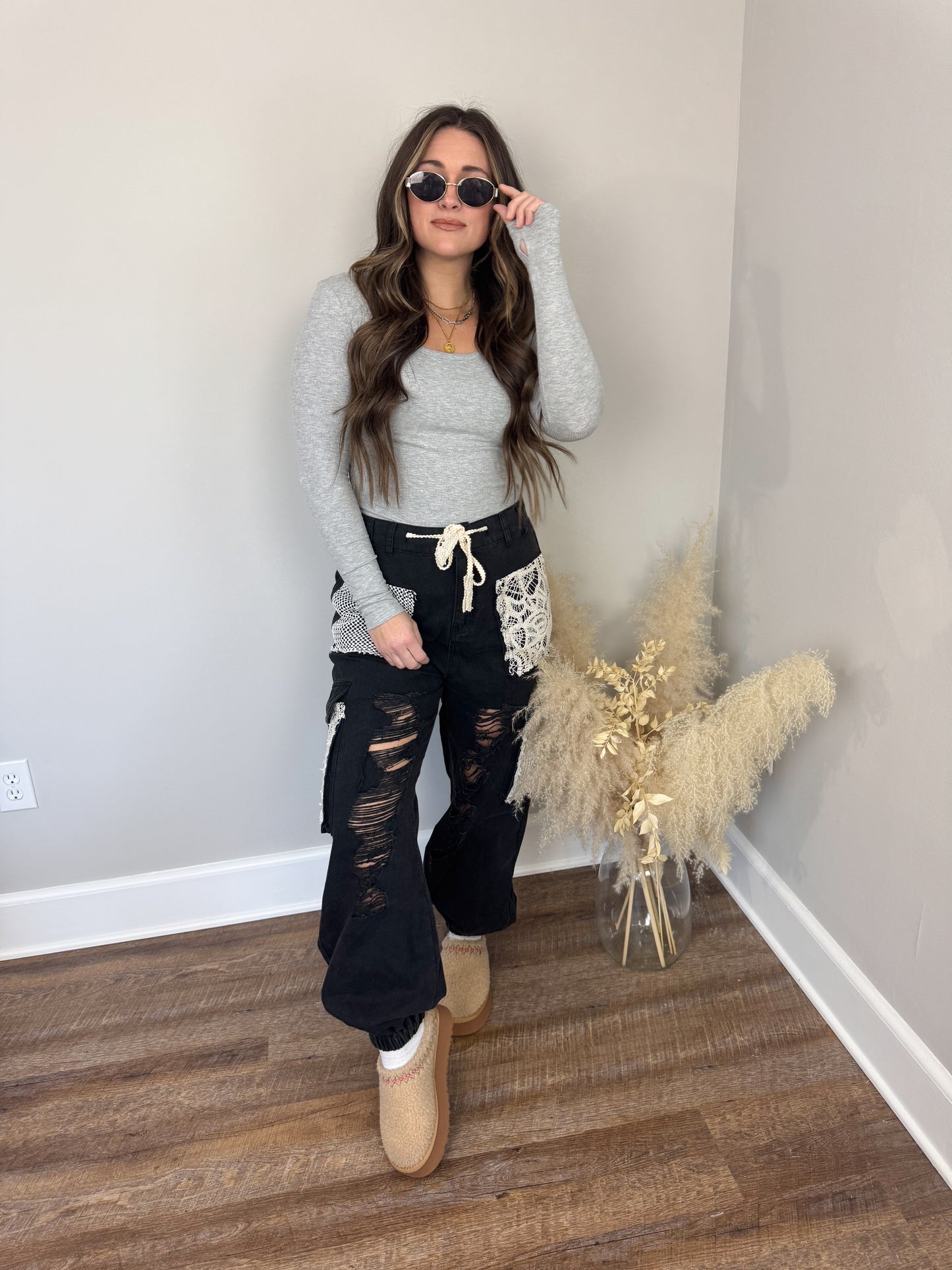 Clark Scoop Neck Top | Grey