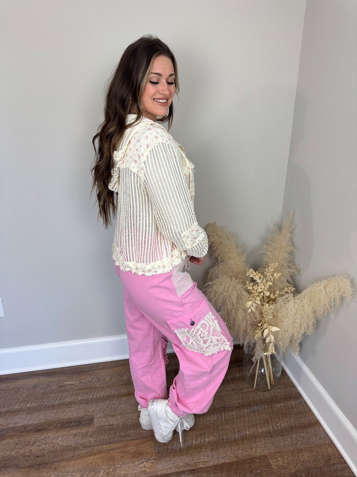 Thunder Distressed Joggers | Pink FINAL SALE