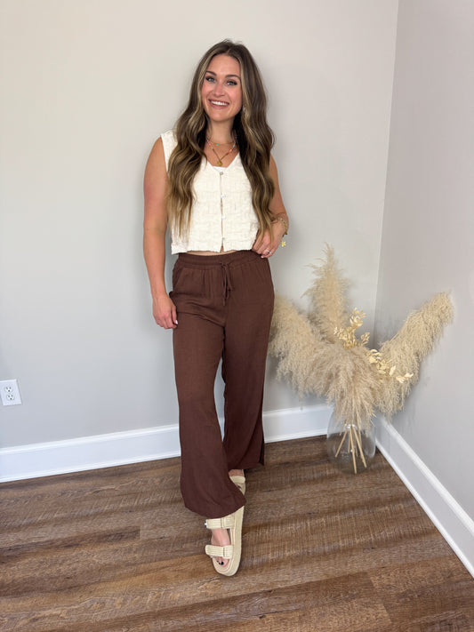 Becks Linen Pants | Brown
