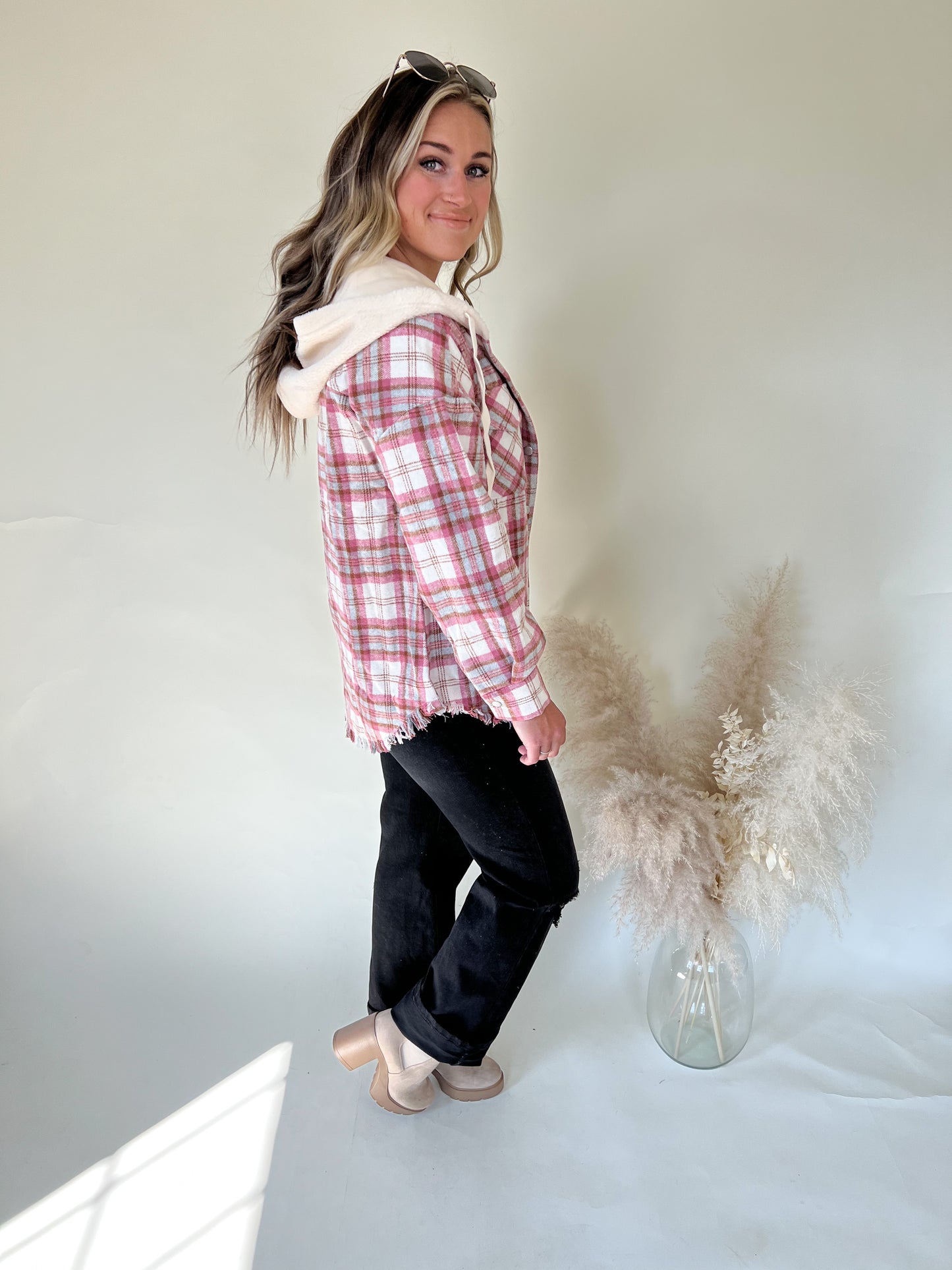 Harper Hooded Shacket | Pink