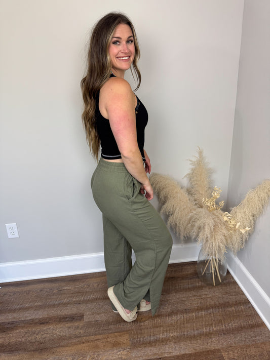 Becks Linen Pants | Olive