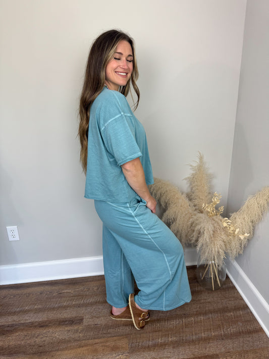 Barre Wide Leg Pants | Blue Grey