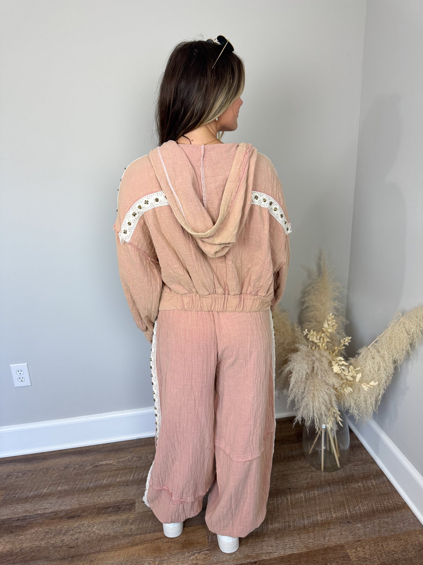 Toasted Almond Gauze Hoodie | Pink