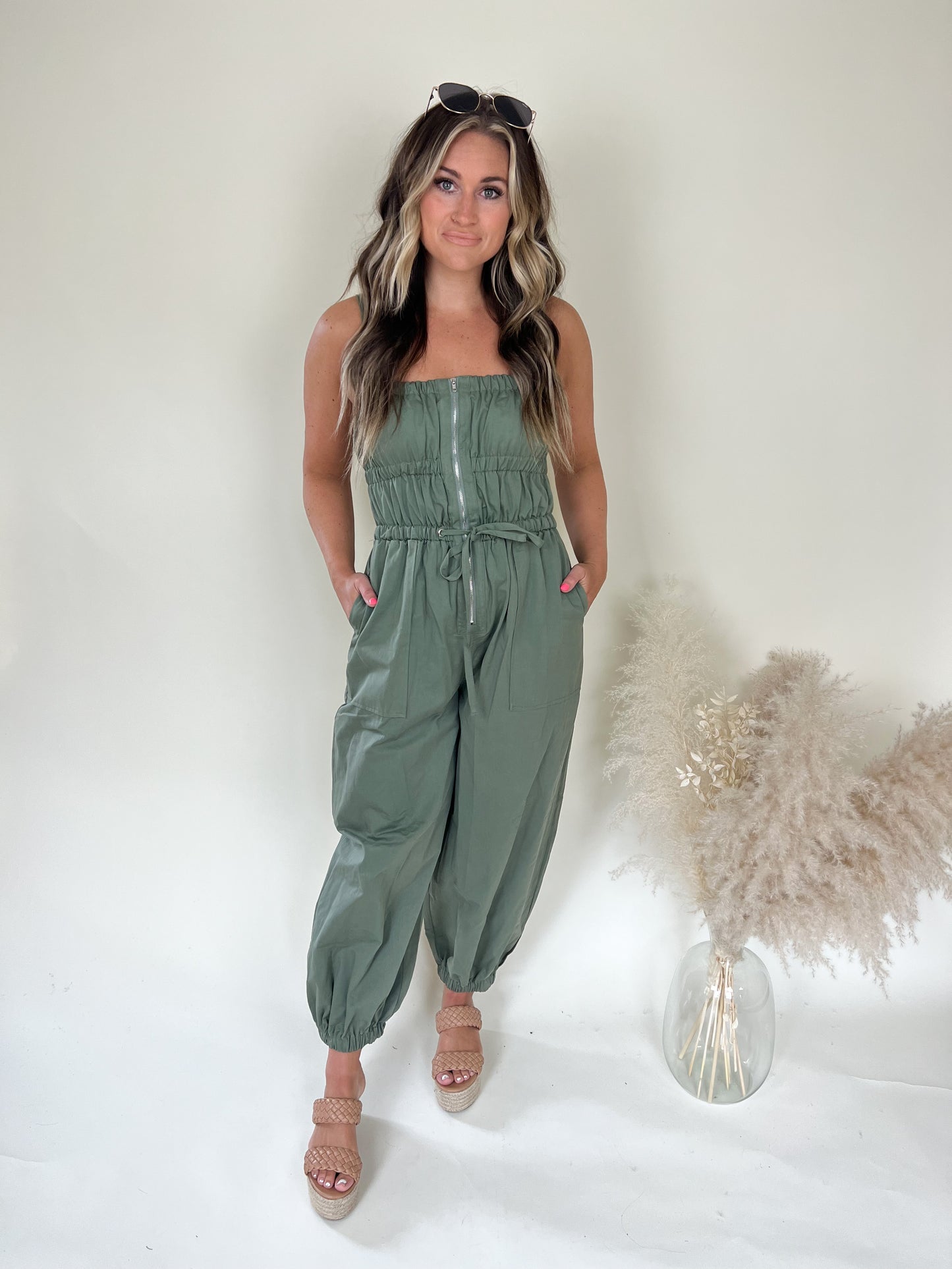 Charlie Cargo Jumpsuit | Olive