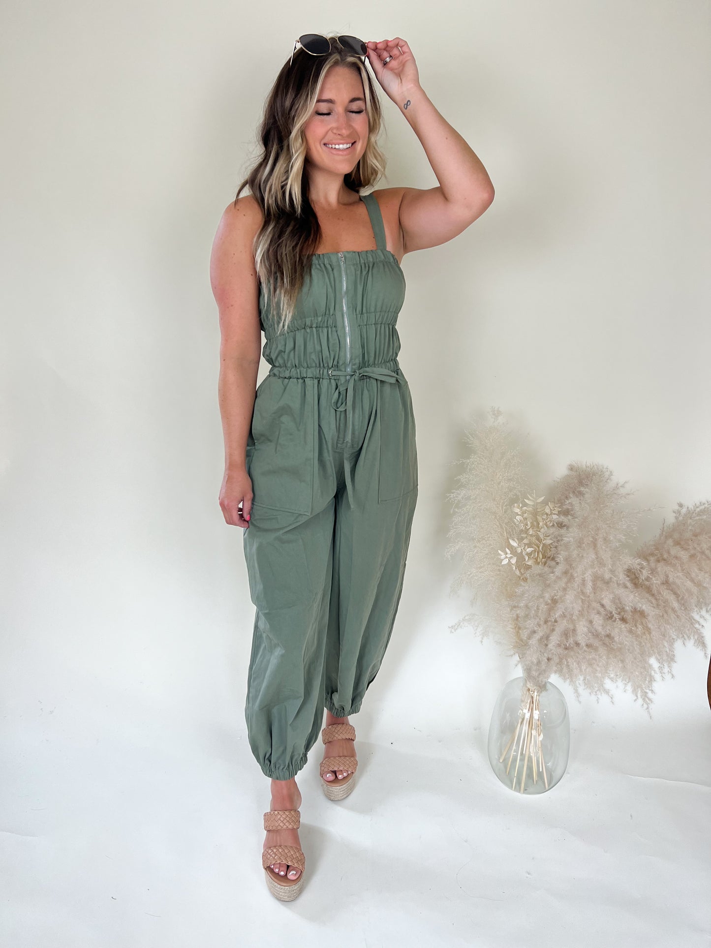 Charlie Cargo Jumpsuit | Olive