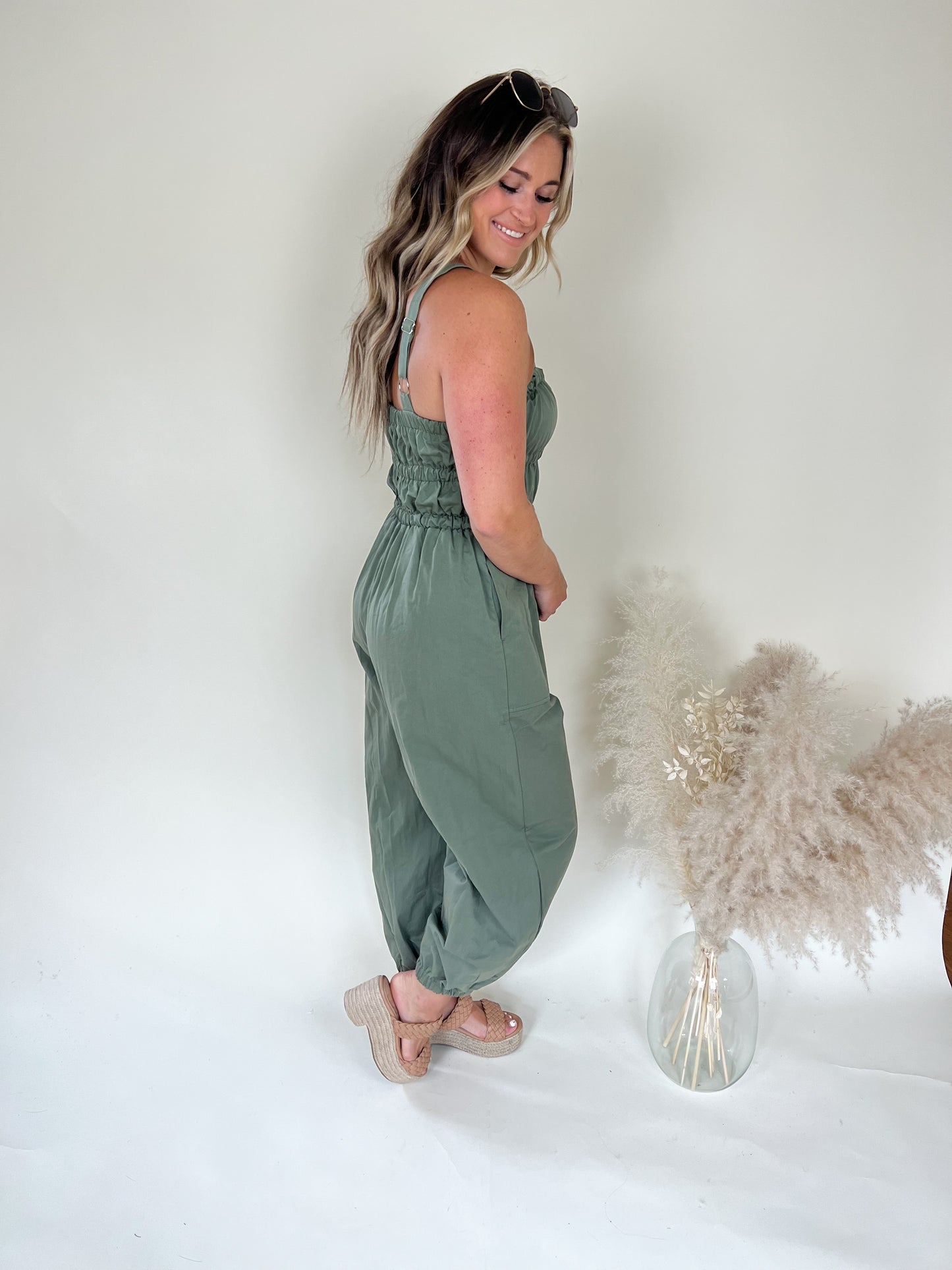 Charlie Cargo Jumpsuit | Olive