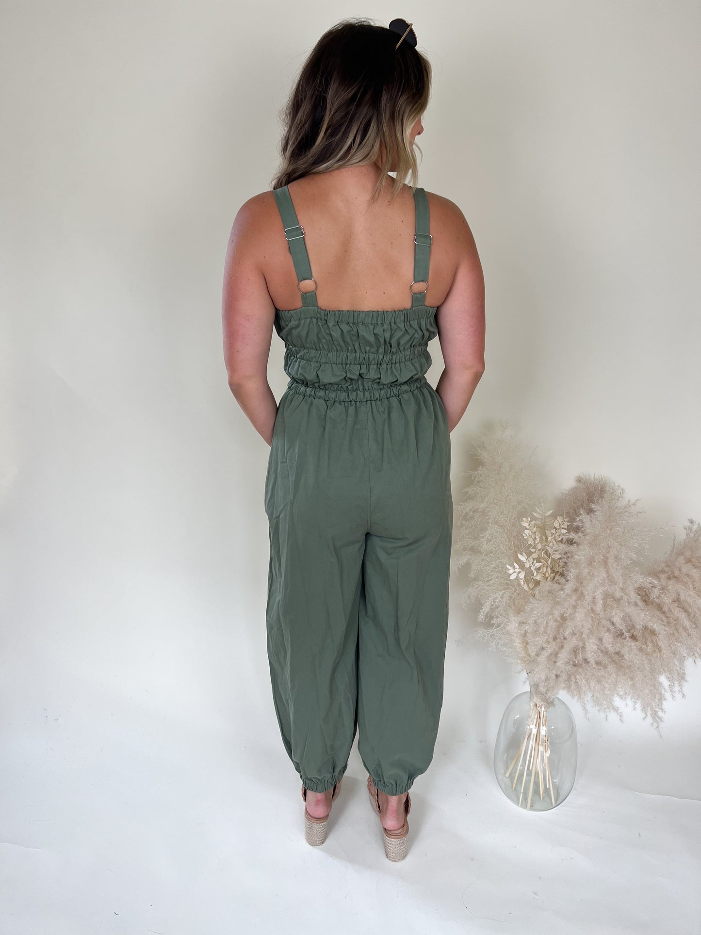 Charlie Cargo Jumpsuit | Olive