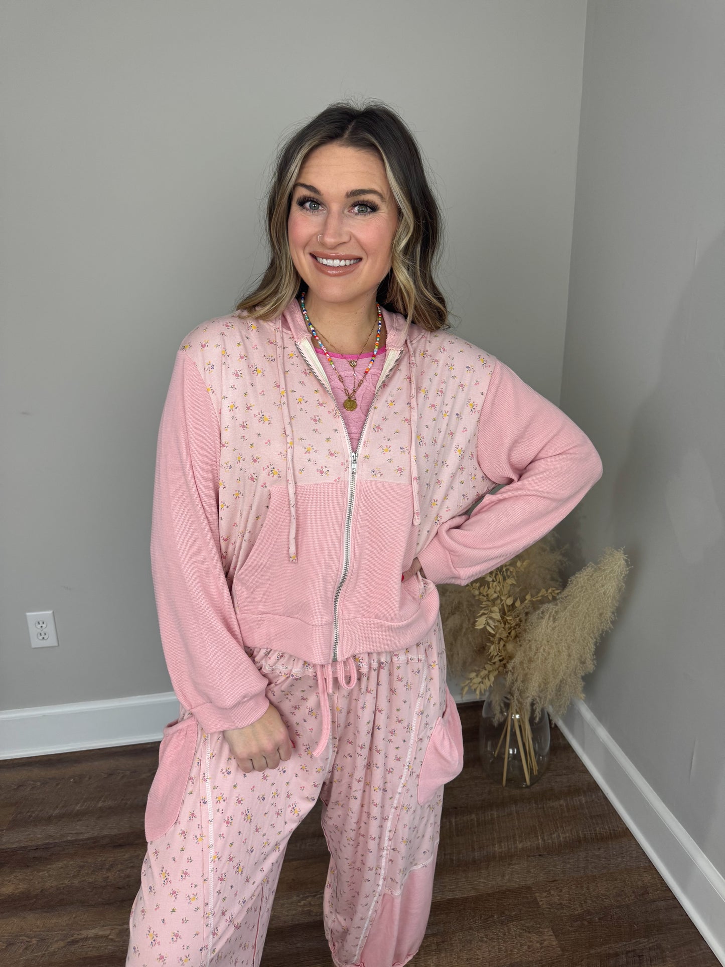 Devon Zip Up Hoodie | Pink