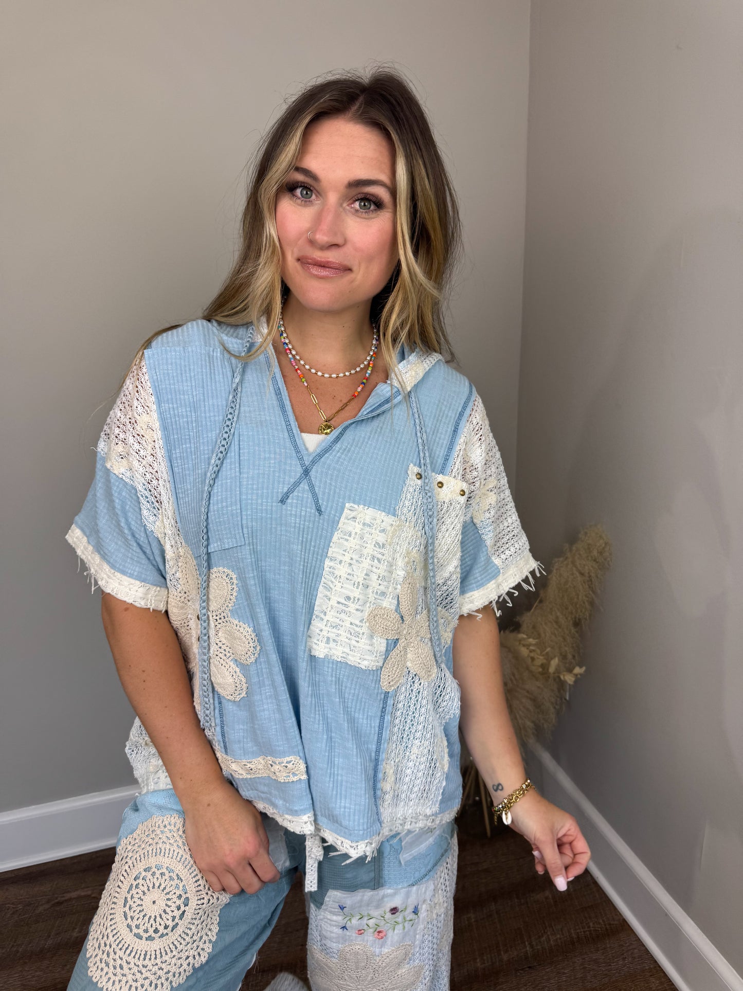 Sierra Patchwork Top | Blue