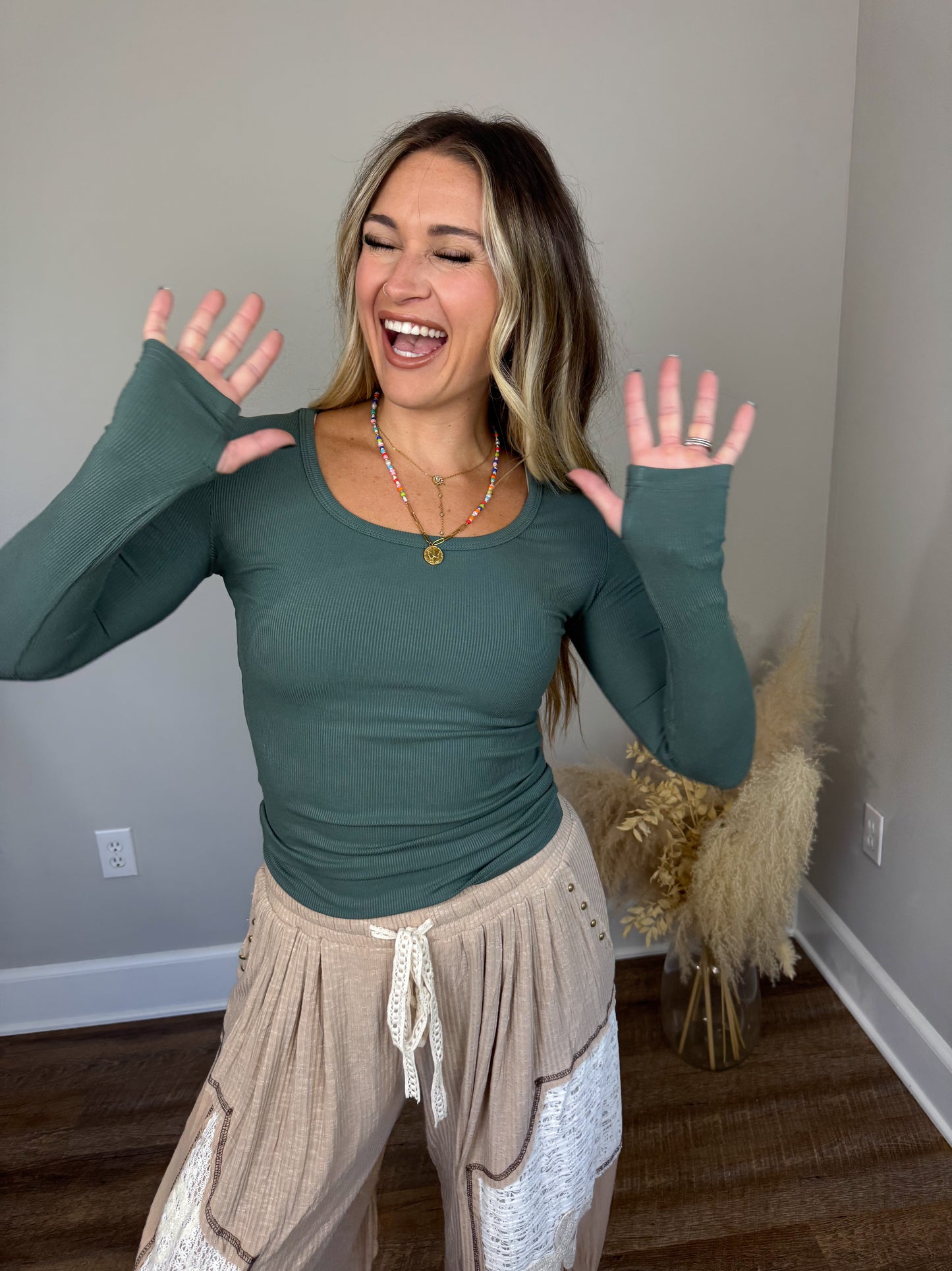 Clark Scoop Neck Long Sleeve | Hunter Green