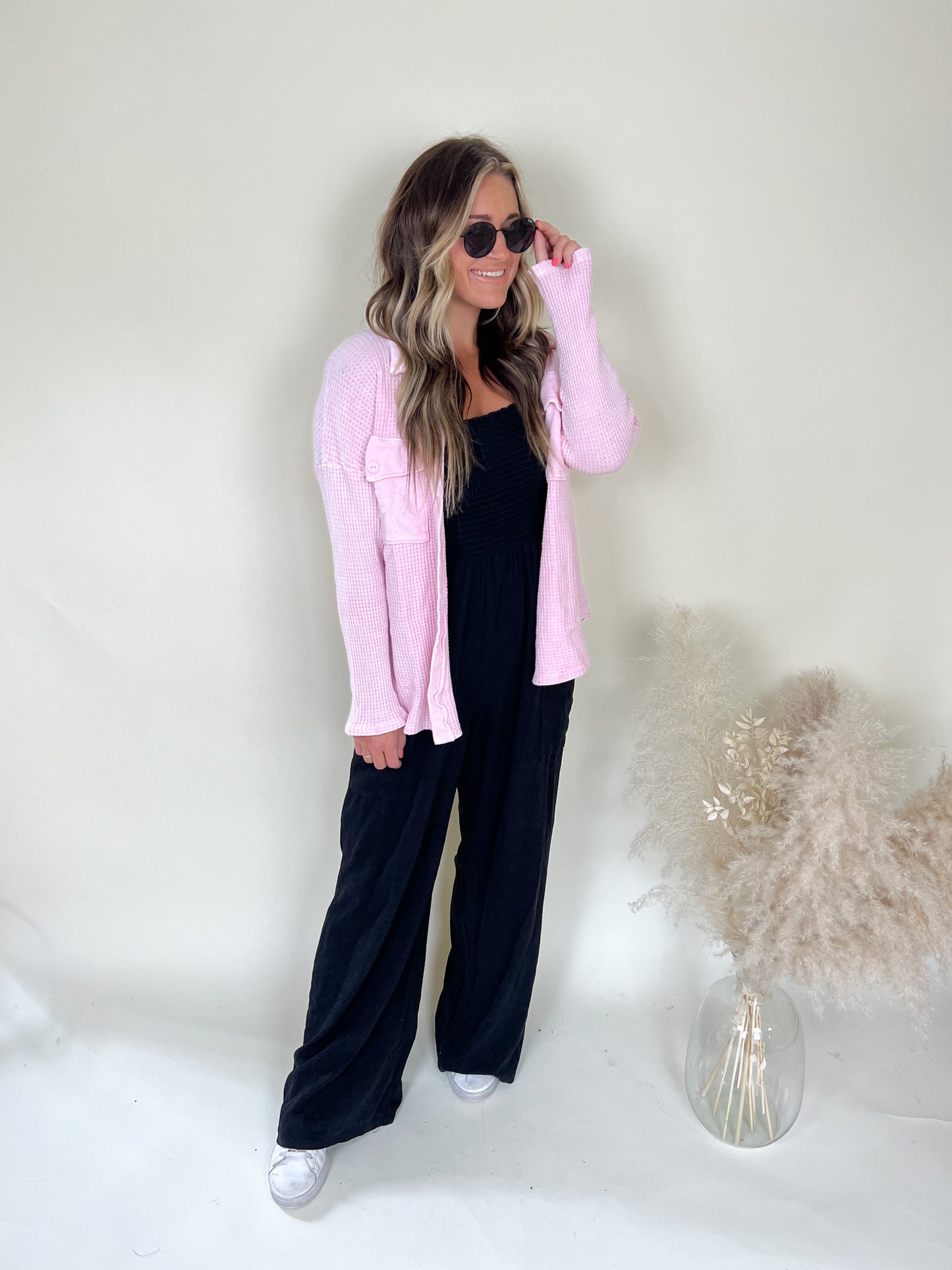 Midnight Waffle Top | Pink