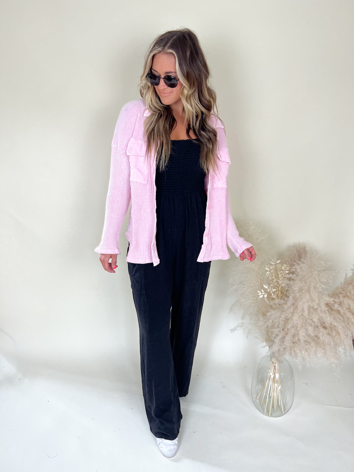 Midnight Waffle Top | Pink