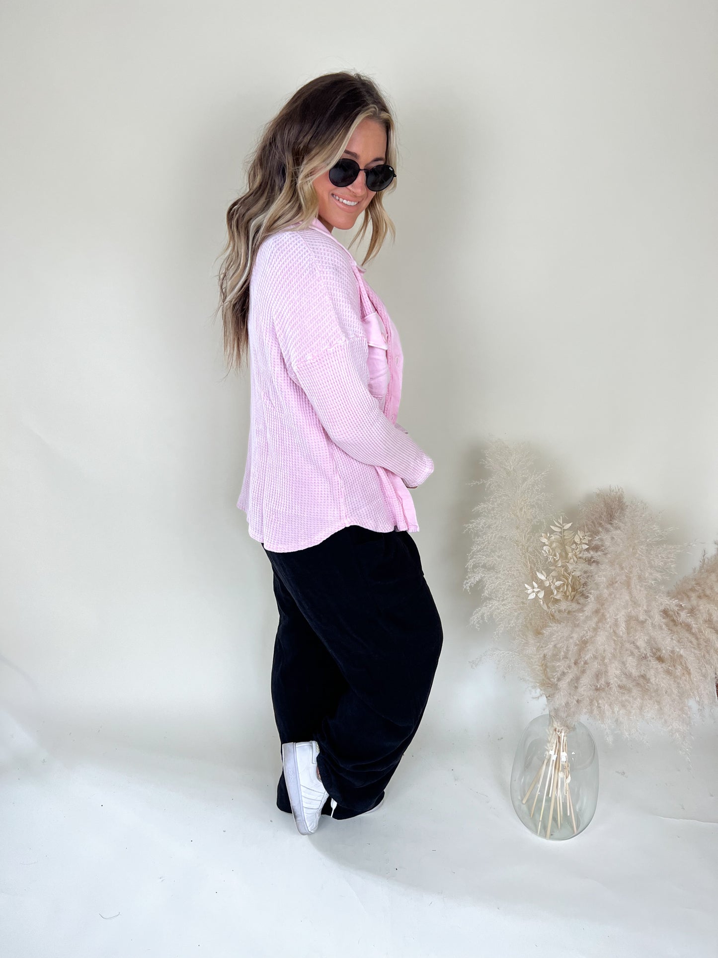 Midnight Waffle Top | Pink