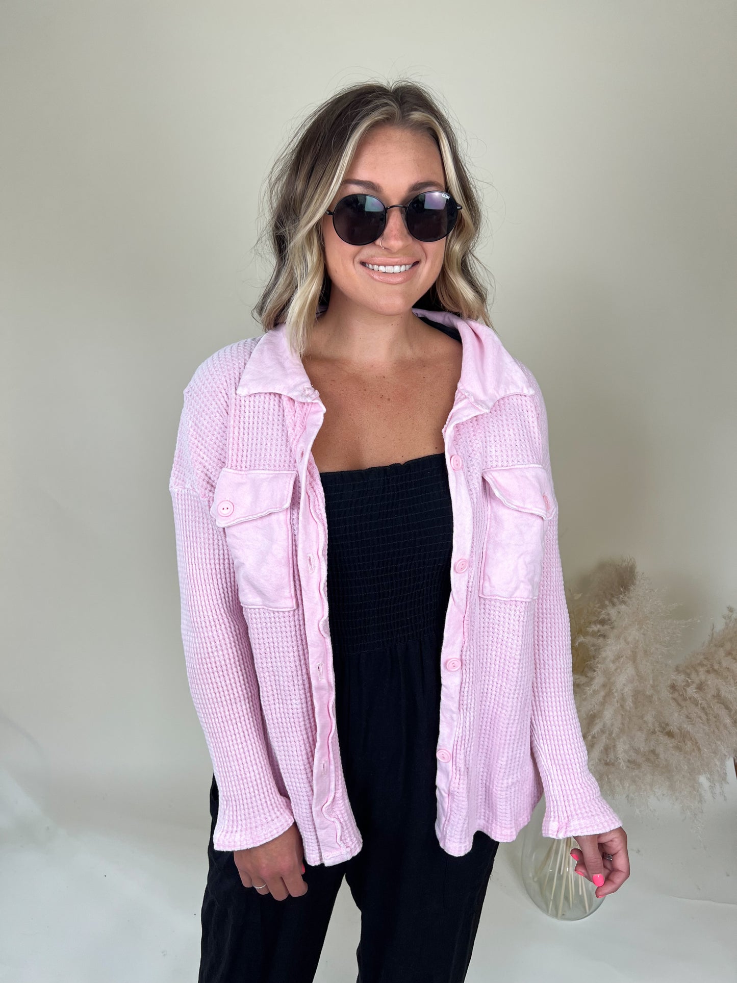 Midnight Waffle Top | Pink