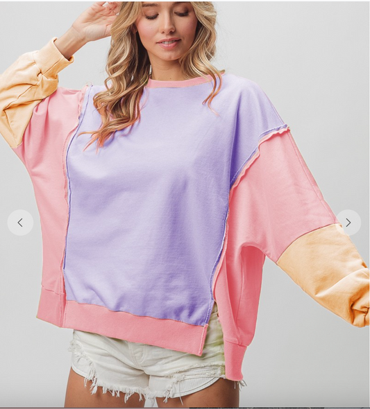Lavender Colorblock Pullover