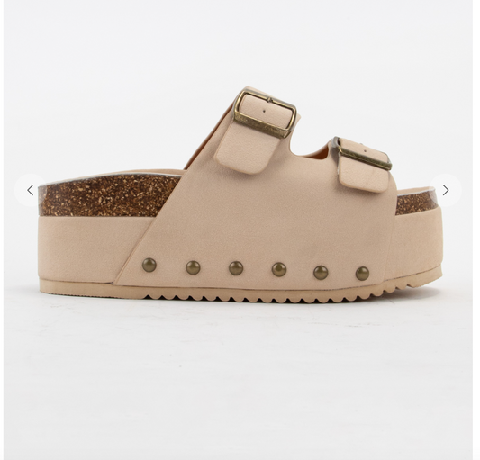 Maddie Platform Studded Sandals | Oatmeal FINAL SALE