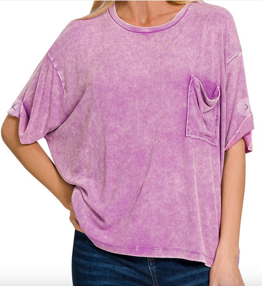 Take It Easy Ribbed Top | Lavender