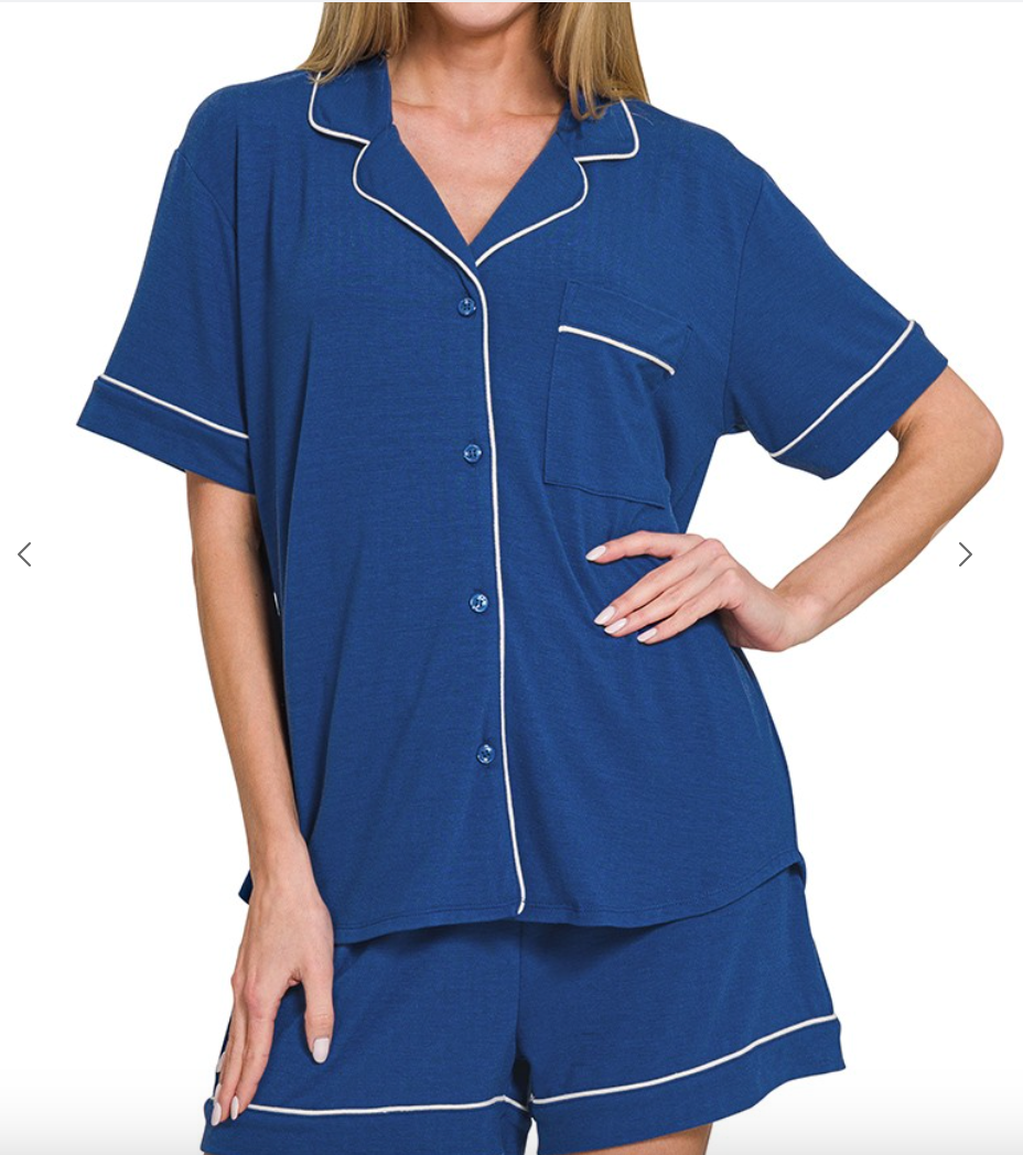 Slumber Party Pajama Top | Light Navy