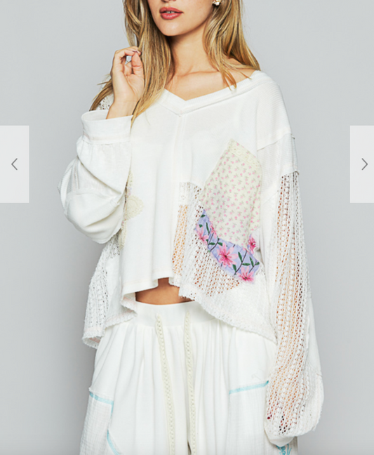 Blair Patchwork Top | Ivory