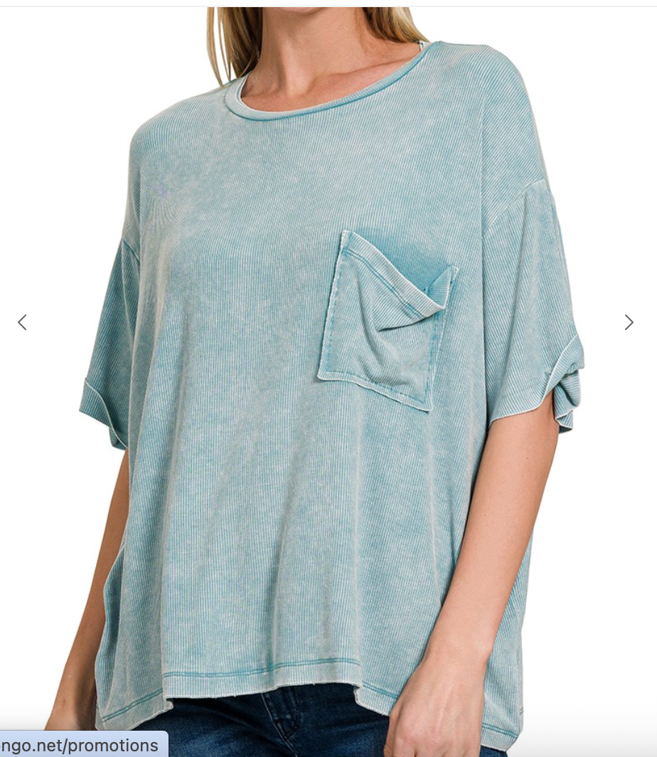 Take It Easy Ribbed Top | Dusty Teal