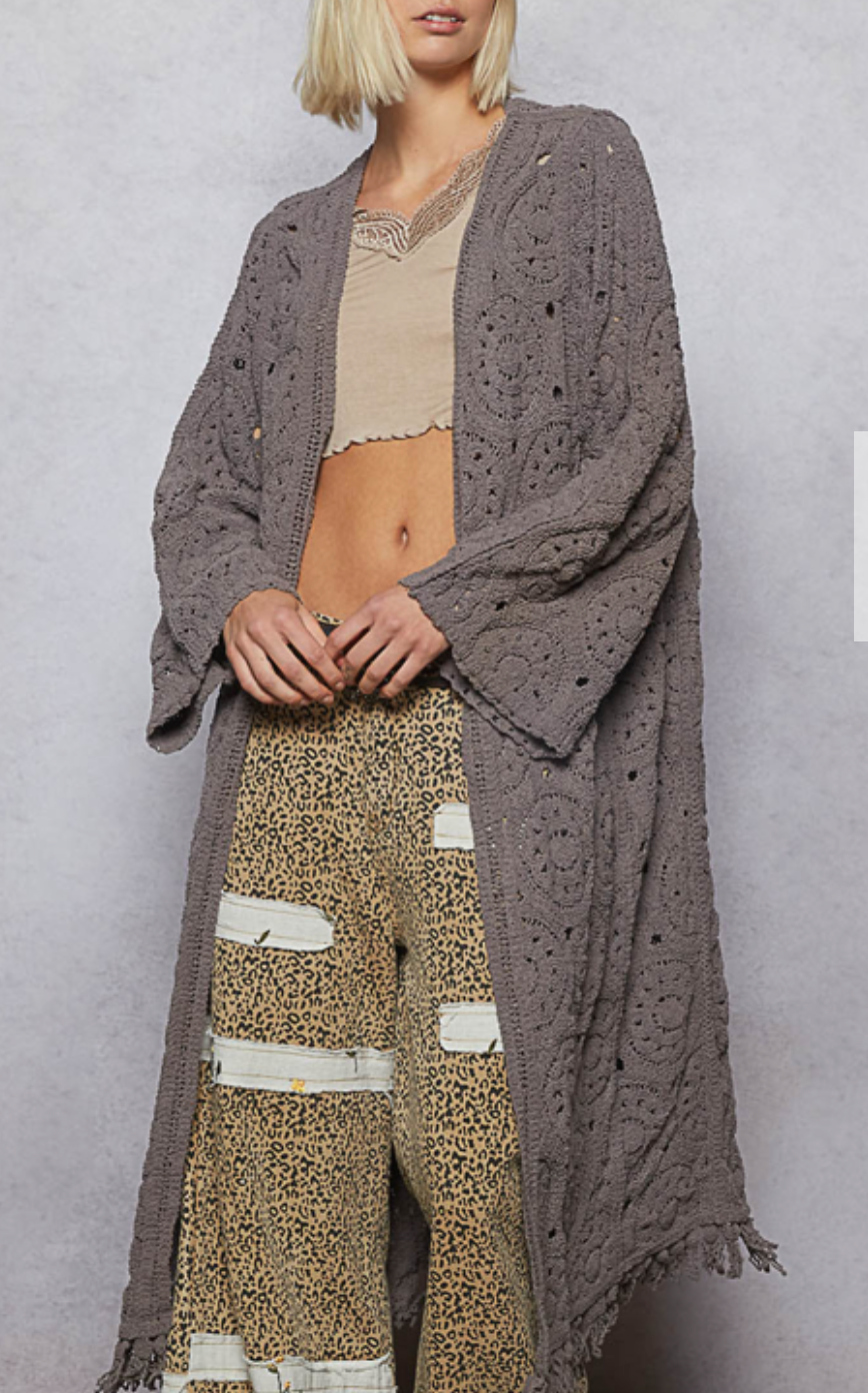 Muse Crochet Cardigan | Charcoal