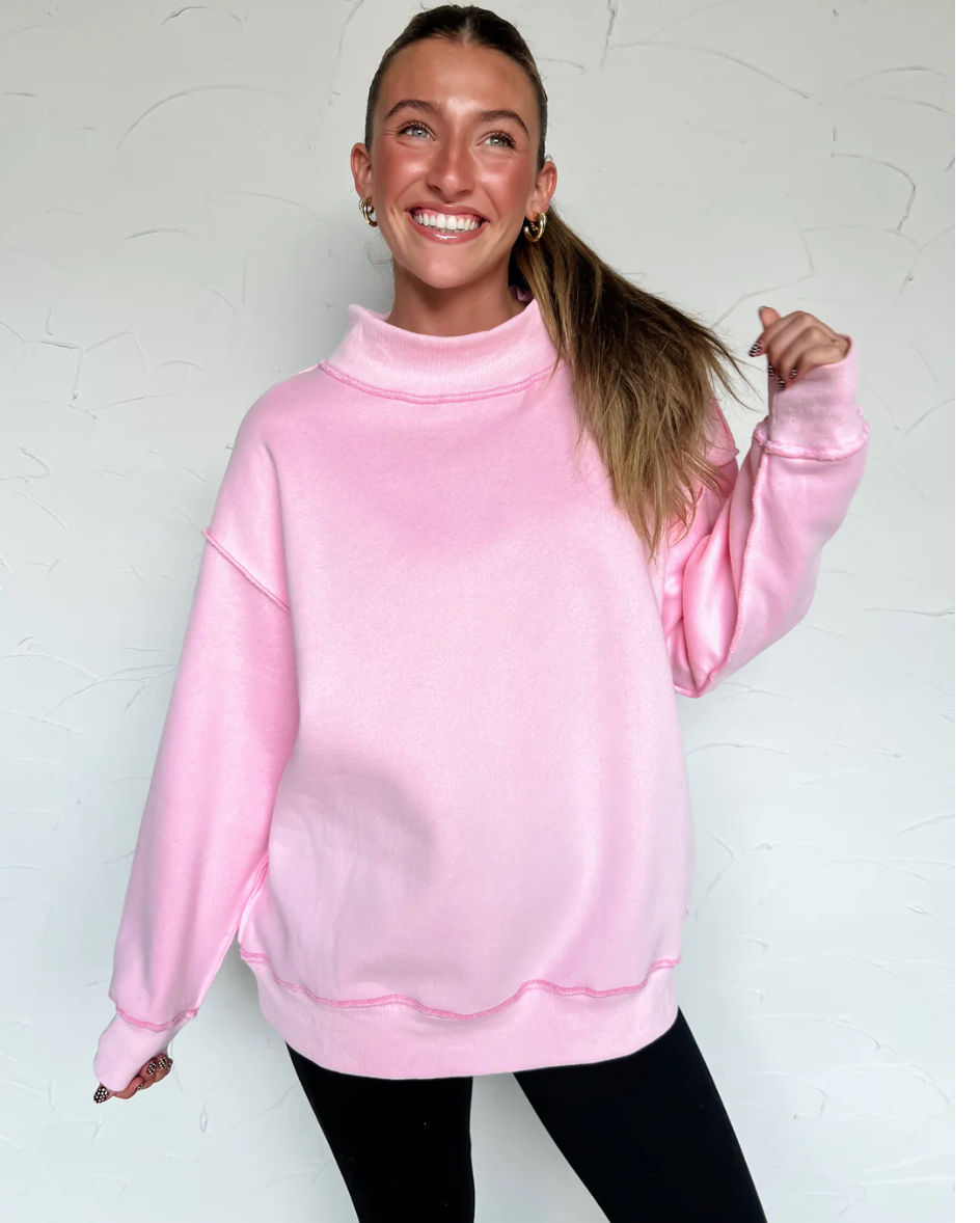 Pierce Mock Neck Sweatshirt | Pink