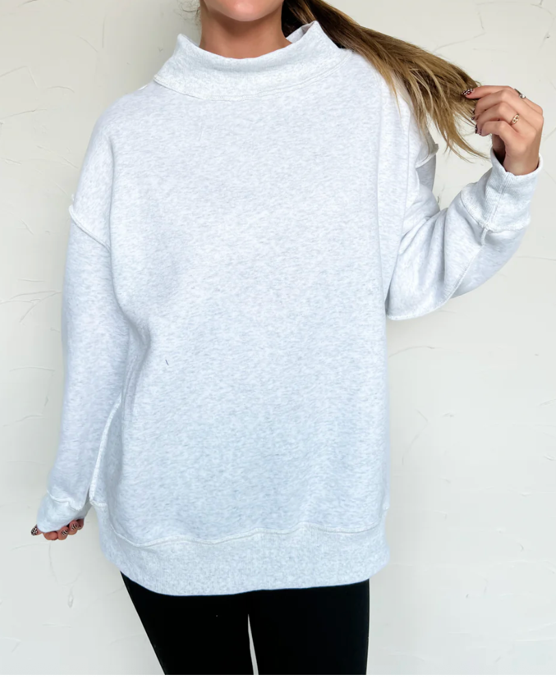 Pierce Mock Neck Sweatshirt | Grey