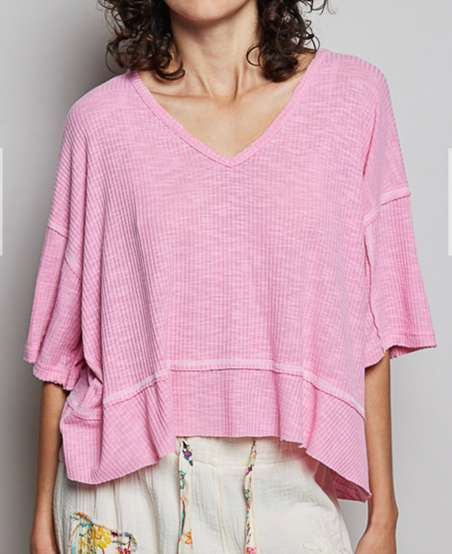 Sunflower Ribbed Top | Pink