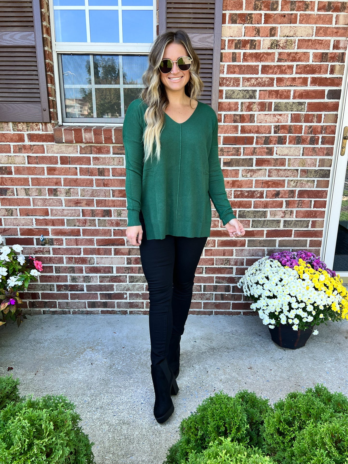 Give Thanks Sweater | Dark Green - FINAL SALE